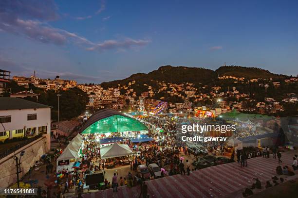 wide-angle view of the himachal utsav takes place in thodo ground, solan. - himachal pradesh stock pictures, royalty-free photos & images