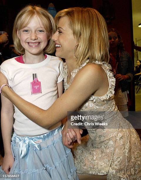 Brittany Murphy & Dakota Fanning during 2003 Teen Choice Awards - Backstage Creations: Day of Show at Universal Amphitheatre in Universal City,...