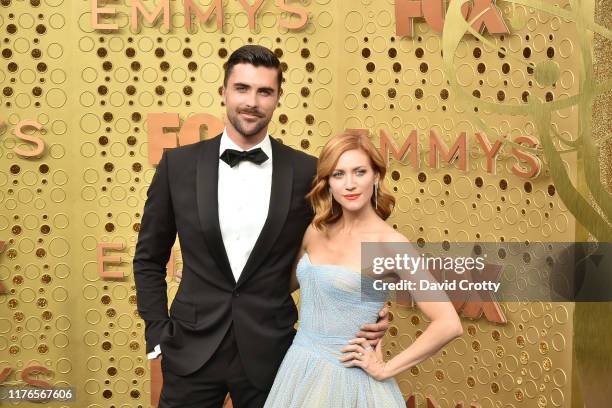 Tyler Stanaland and Brittany Snow attend the 71st Emmy Awards at Microsoft Theater on September 22, 2019 in Los Angeles, California.