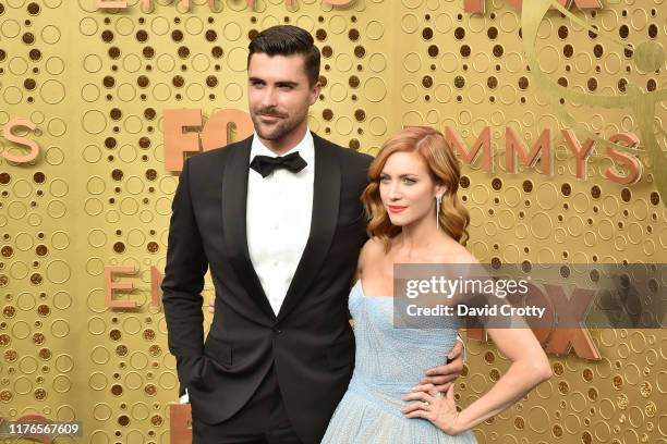 Tyler Stanaland and Brittany Snow attend the 71st Emmy Awards at Microsoft Theater on September 22, 2019 in Los Angeles, California.