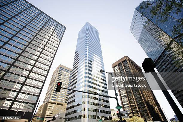 skyscrapers with blue sky - denver stock pictures, royalty-free photos & images