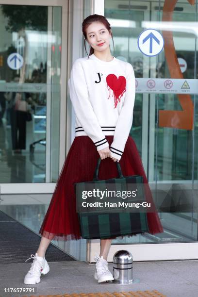 South Korean actress and singer Suzy is seen on departure at Incheon International Airport on September 23, 2019 in Incheon, South Korea.