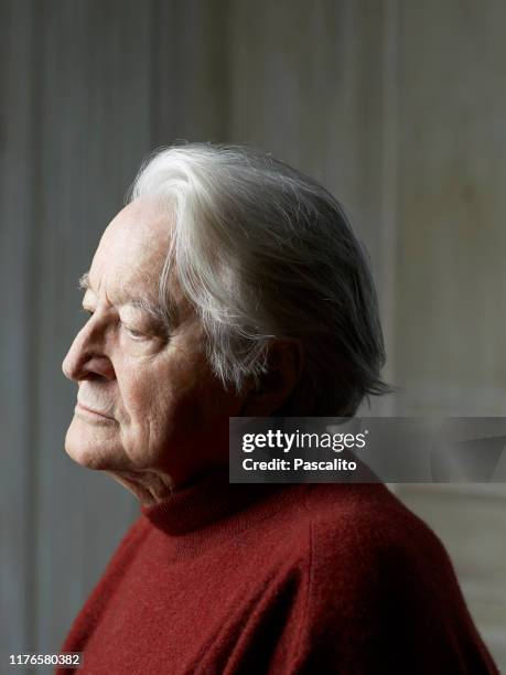 Portrait of Roland Dumas at home, 12th December 2014