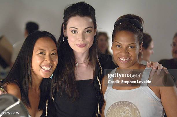 Soul Lee, Yoanna House and Cyndee Watson during Olympus Fashion Week Spring 2006 - Bobbi Brown at Roland Mouret at Skylight Studios in New York City,...