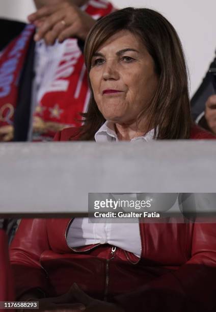 Dolores Aveiro, mother of Cristiano Ronaldo before the start of the Portuguese Cup match between CD Cova da Piedade and SL Benfica at Estadio...