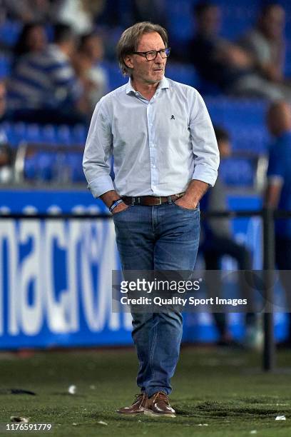 Juan Antonio Anquela the manager of Deportivo de La Coruna looks on during the La Liga Smartbank match between Deportivo de La Coruna and CD Numancia...