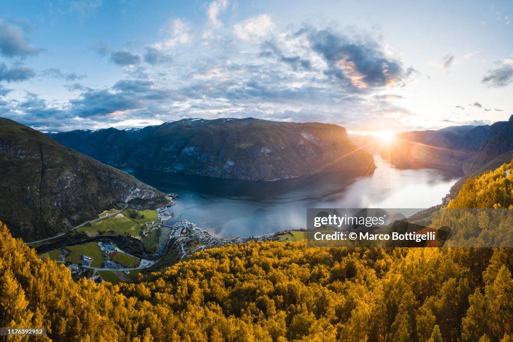 Aurlandsfjord at sunset, Norway