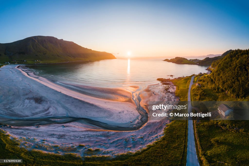 Refvik Strand Idyllic Refviksanden Beach At Sunset Norway High-Res Stock Photo ...
