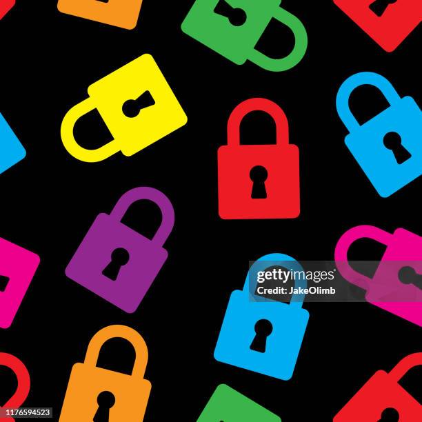 key lock pattern silhouette colorful - key duplication stock illustrations