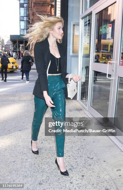 Katherine McNamara is seen outside the Build Studio on October 18, 2019 in New York City.