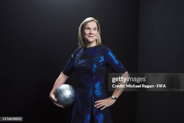 The Best FIFA Women’s Coach 2019 award finalist Jill Ellis of United States poses for a portrait in the photo booth prior to The Best FIFA Football...