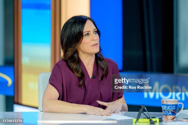 White House Press Secretary Stephanie Grisham visits "Mornings With Maria" with Anchor Maria Bartiromo at Fox Business Network Studios on September...