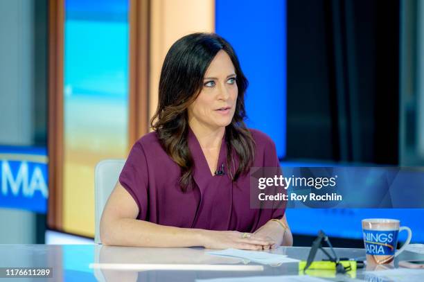 White House Press Secretary Stephanie Grisham visits "Mornings With Maria" with Anchor Maria Bartiromo at Fox Business Network Studios on September...