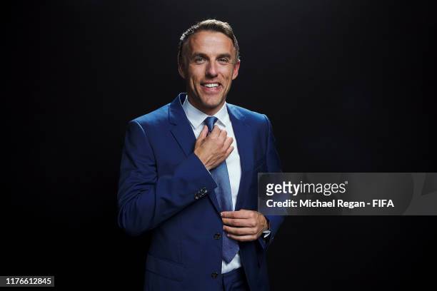 The Best FIFA Women’s Coach 2019 award finalist Phil Neville of England poses for a portrait in the photo booth prior to The Best FIFA Football...