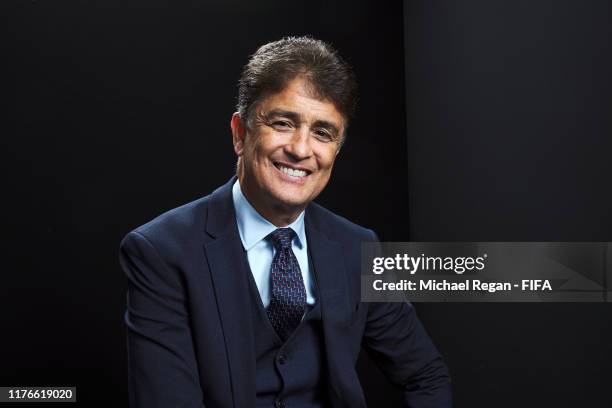 Legend Bebeto of Brazil poses for a portrait in the photo booth prior to The Best FIFA Football Awards 2019 at Excelsior Hotel Gallia on September...