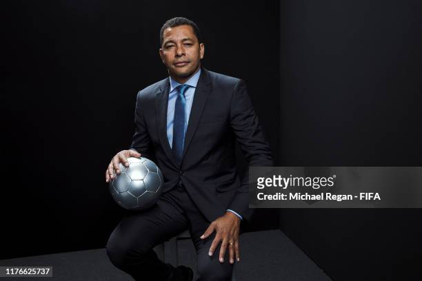 Legend Marcel Desailly of France poses for a portrait in the photo booth prior to The Best FIFA Football Awards 2019 at Excelsior Hotel Gallia on...