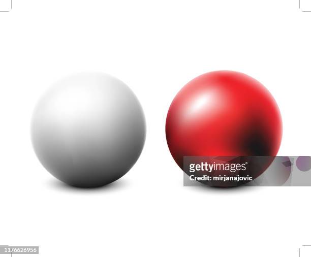 illustrazioni stock, clip art, cartoni animati e icone di tendenza di palla bianca e rossa bianca - sfera