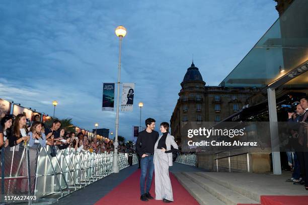 Actor Chino Darin and actress Ursula Corbero attend 'La Odisea De Los Giles ' premiere during 67th San Sebastian International Film Festival at...