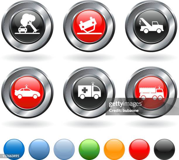 emergency response royalty free vector icon set - fallen tree stock illustrations