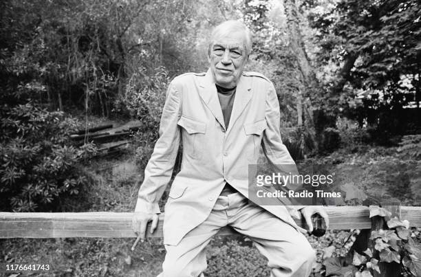 Film director John Huston interviewed in the grounds of his home for the BBC television broadcast of his film 'Heaven Knows, Mr Allison' as the 'Film...