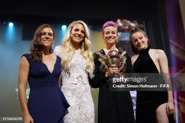 The FIFA FIFPro Women’s World11 2019 Winners Kelley O'Hara, Julie Ertz, Megan Rapinoe and Rose Lavelle of United States pose during The Best FIFA...