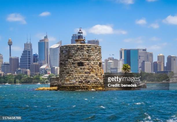 fort denison sydney harbour national park australië - martello tower stockfoto's en -beelden
