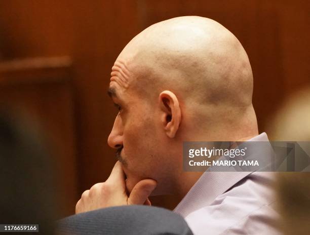 Michael Gargiulo, who is known as the "Hollywood Ripper: due to the violence of his crimes, reacts in court after jurors recommended a death sentence...