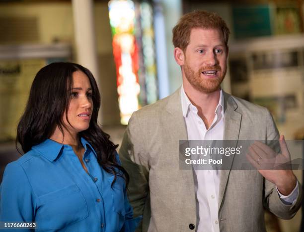 Meghan, Duchess of Sussex and Prince Harry, Duke of Sussex visit District 6 Museum on September 23, 2019 in Cape Town, South Africa.