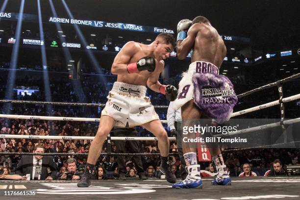 Adrien Broner and Jesse Vargas fight to a Majority Draw in their Welterweight fight at Barclays Center on April 21, 2018 in New York City.