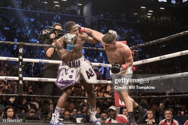 Adrien Broner and Jesse Vargas fight to a Majority Draw in their Welterweight fight at Barclays Center on April 21, 2018 in New York City.