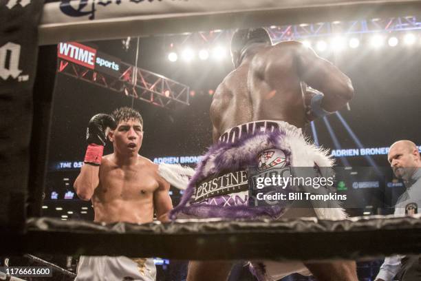 Adrien Broner and Jesse Vargas fight to a Majority Draw in their Welterweight fight at Barclays Center on April 21, 2018 in New York City.