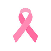 Breast cancer awareness with realistic pink ribbon on a white background. Women health care support symbol. female hope satin emblem.