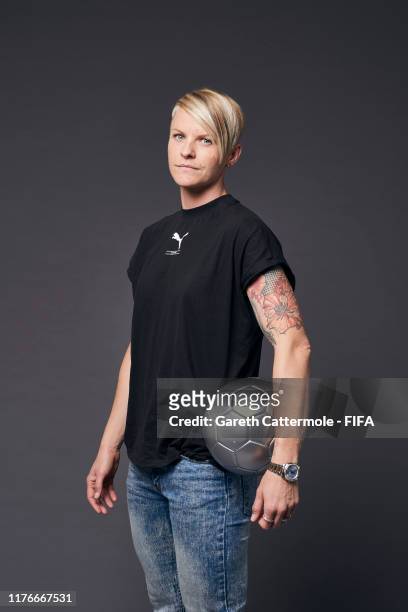 The FIFA FIFPro Women’s World11 finalist Nilla Fischer of Wolfsburg and Sweden poses for a portrait ahead of The Best FIFA Football Awards 2019 at...