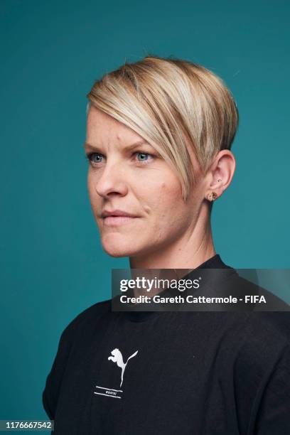 The FIFA FIFPro Women’s World11 finalist Nilla Fischer of Wolfsburg and Sweden poses for a portrait ahead of The Best FIFA Football Awards 2019 at...