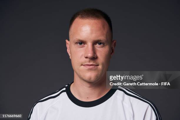 The Best FIFA Men's Goalkeeper Award finalist Marc Andre Ter Stegen of FC Barcelona and Germany poses for a portrait ahead of The Best FIFA Football...