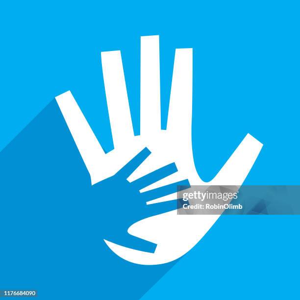 blue handicap hand icon - holding hands icon stock illustrations