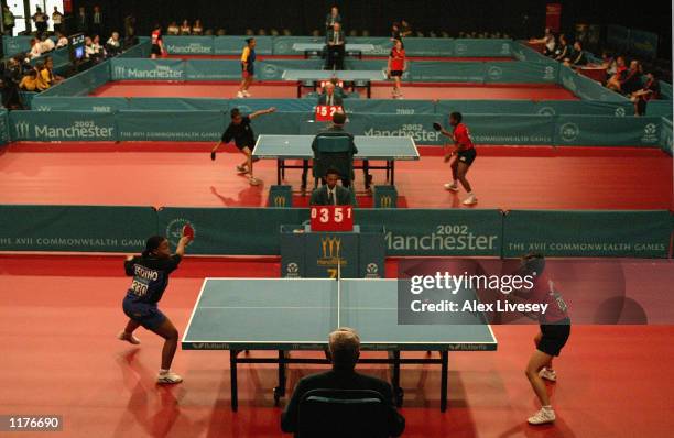 General view of the tables during the Womens Team Table Tennis group matches at the Indoor Tennis Centre at Sportscity during the 2002 Commonwealth...