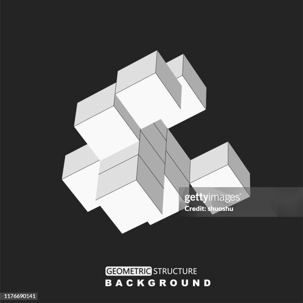 gray 3d cube group model pattern - architect model stock illustrations