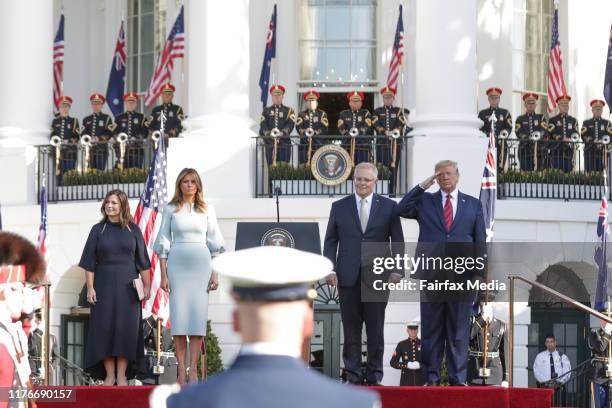 United States President Donald Trump and First Lady Melania Trump host Australian Prime Minister Scott Morrison and his wife, Jenny Morrison, at a...