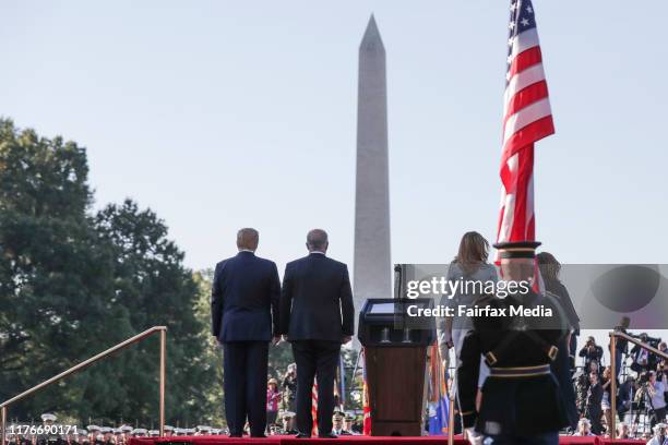 United States President Donald Trump and First Lady Melania Trump host Australian Prime Minister Scott Morrison and his wife, Jenny Morrison, at a...