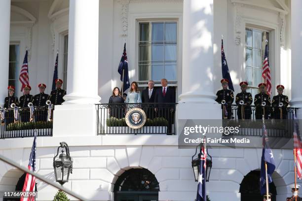 United States President Donald Trump and First Lady Melania Trump host Australian Prime Minister Scott Morrison and his wife, Jenny Morrison, at a...