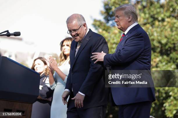 United States President Donald Trump and First Lady Melania Trump host Australian Prime Minister Scott Morrison and his wife, Jenny Morrison, at a...