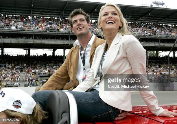Jesse Palmer and Jessica Bowlin during 88th Indianapolis 500 -Celebrity Parade at Indianapolis Motor Speedway in Indianapolis, Indiana, United States.