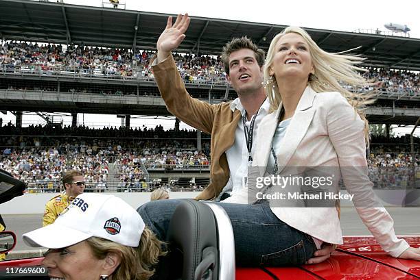 Jesse Palmer and Jessica Bowlin during 88th Indianapolis 500 -Celebrity Parade at Indianapolis Motor Speedway in Indianapolis, Indiana, United States.