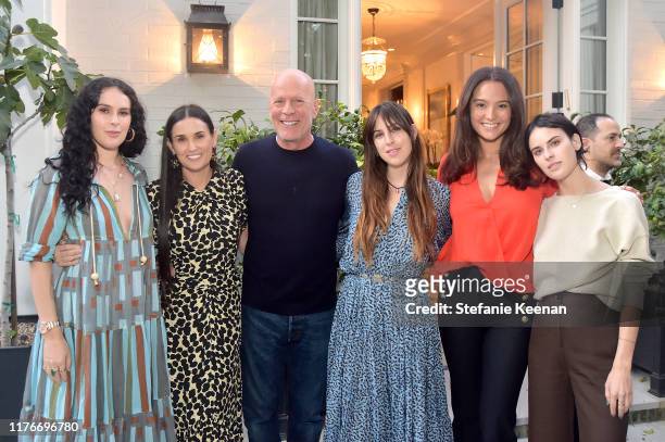 Rumer Willis, Demi Moore, Bruce Willis, Scout Willis, Emma Heming Willis and Tallulah Willis attend Demi Moore's 'Inside Out' Book Party on September...