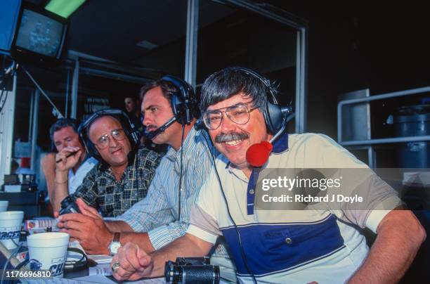 Radio commentators "Lee" Hacksaw Hamilton, Jim Laslavic NBC. San Francisco 49ers 17 vs San Diego Chargers 6 at Jack Murphy Stadium in San Diego,...