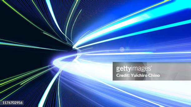 speed motion in tunnel - distorted image stockfoto's en -beelden