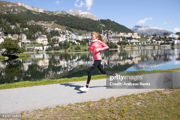 German athlete Konstanze Klosterhalfen seen during training seesion on September 11, 2019 in St Moritz, Switzerland.