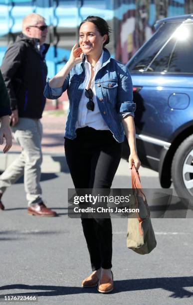 Meghan, Duchess of Sussex visits Waves for Change, an NGO, at Monwabisi Beach with Prince Harry, Duke of Sussex on September 24, 2019 in Cape Town,...