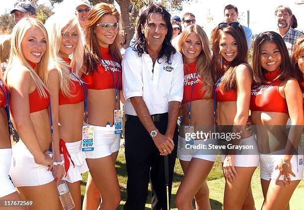 Alice Cooper and the Hawaiian Tropic Girls during The ER Cure Autism Now Golf Tournament at Robinson Ranch in Santa Clarita, California, United...